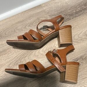 Worthington Tan Strappy Block Heels